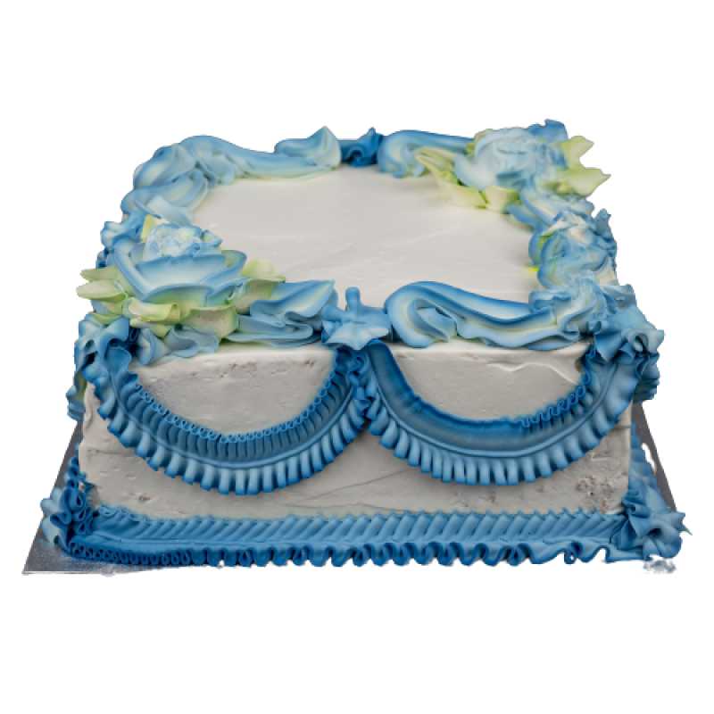 Blue Square Vanilla Cake