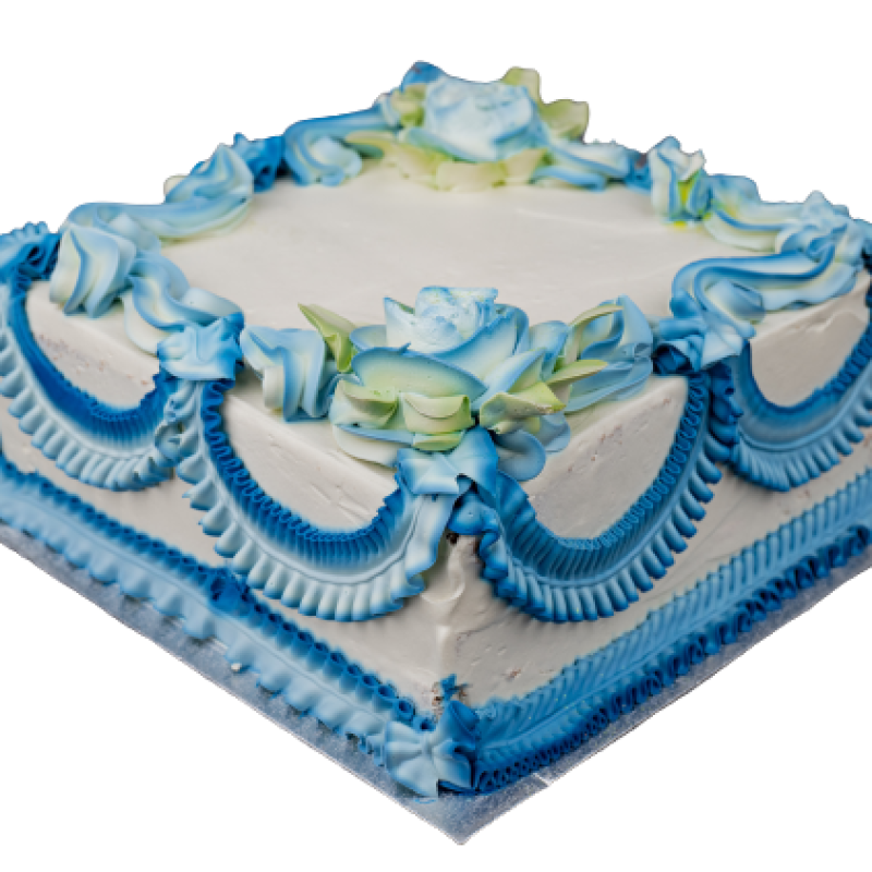 Blue Square Vanilla Cake