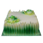 8 Inch Yellow-White Square Vanilla Cake