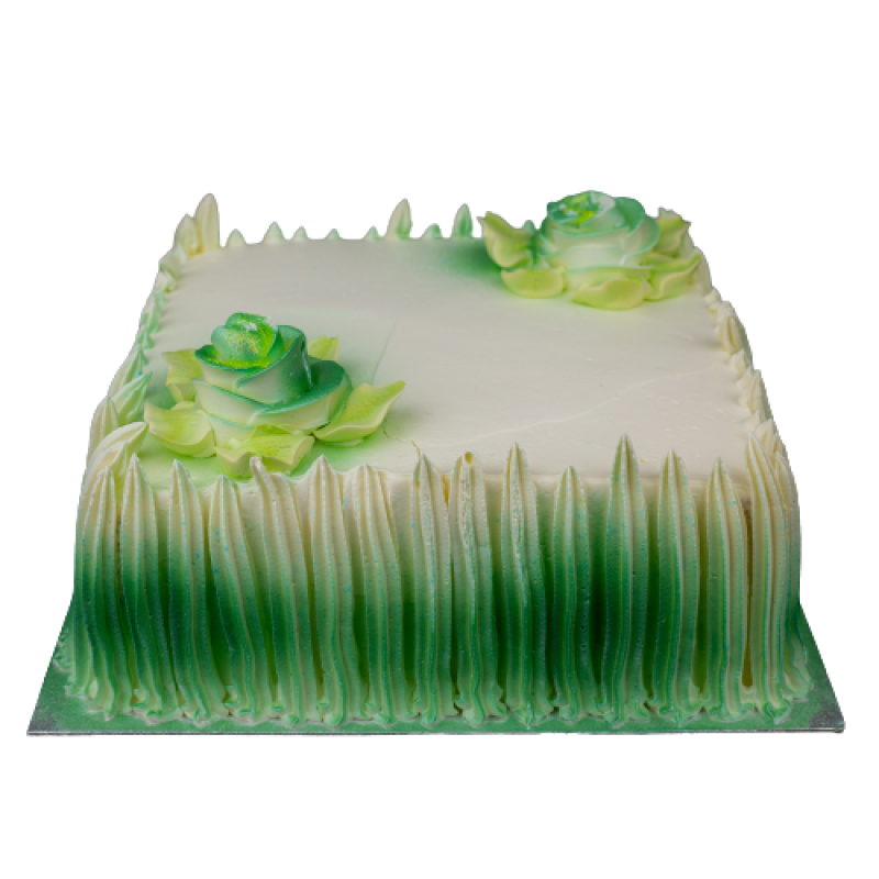 8 Inch Yellow-White Square Vanilla Cake