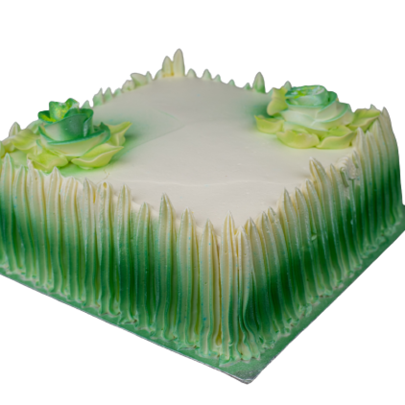 8 Inch Yellow-White Square Vanilla Cake