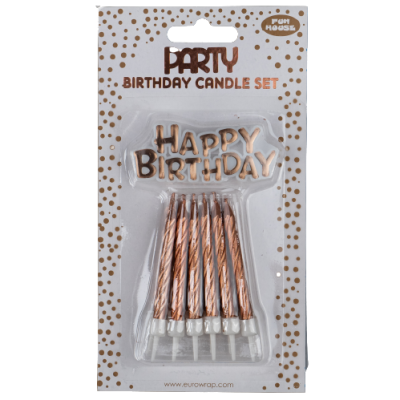 Happy Birthday Copper Colour Candle