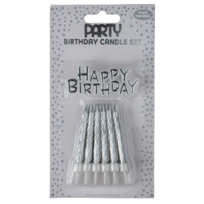 Happy Birthday Silver Candle