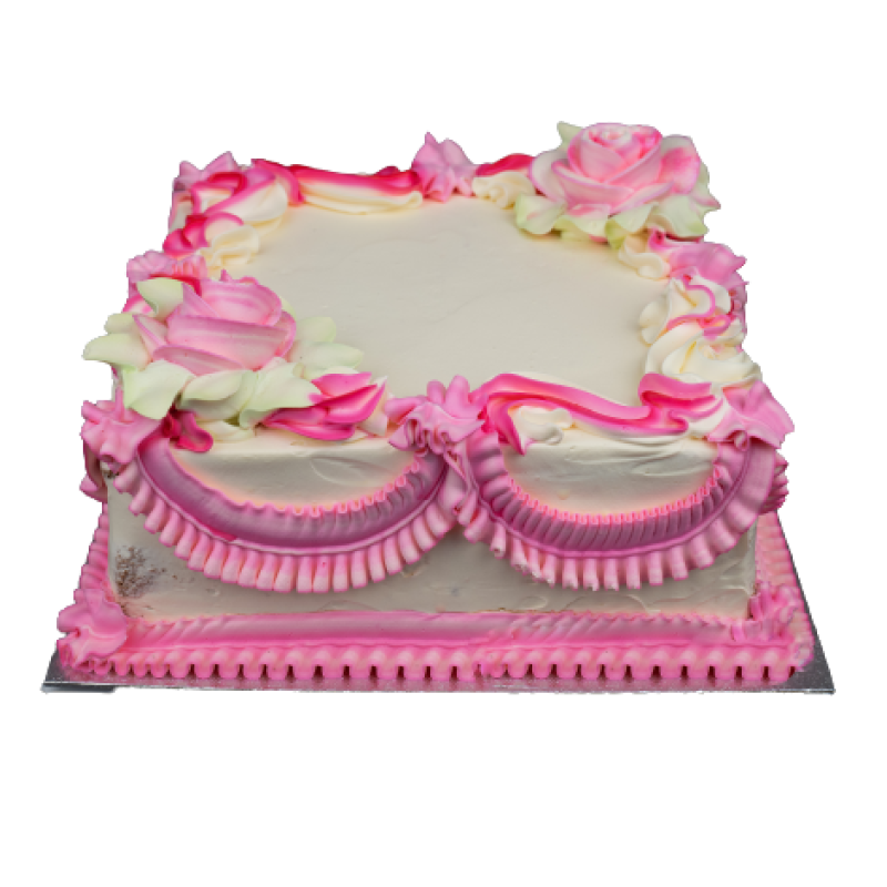Pink Square Vanilla Cake